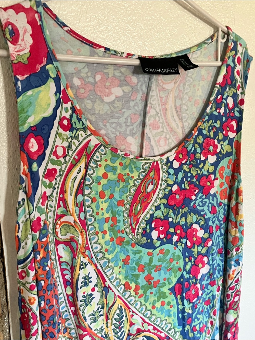 Cynthia Rowley Pastel Paisley Maxi Dress - Teal, Pink & Coral Accents size 1X - Picture 6 of 8